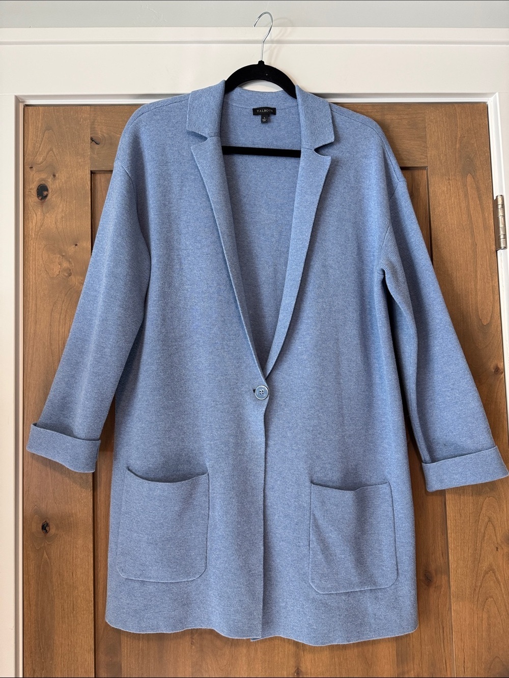 Talbots Cotton Rayon Sweater Jacket Cardigan Womens L longline Office Career